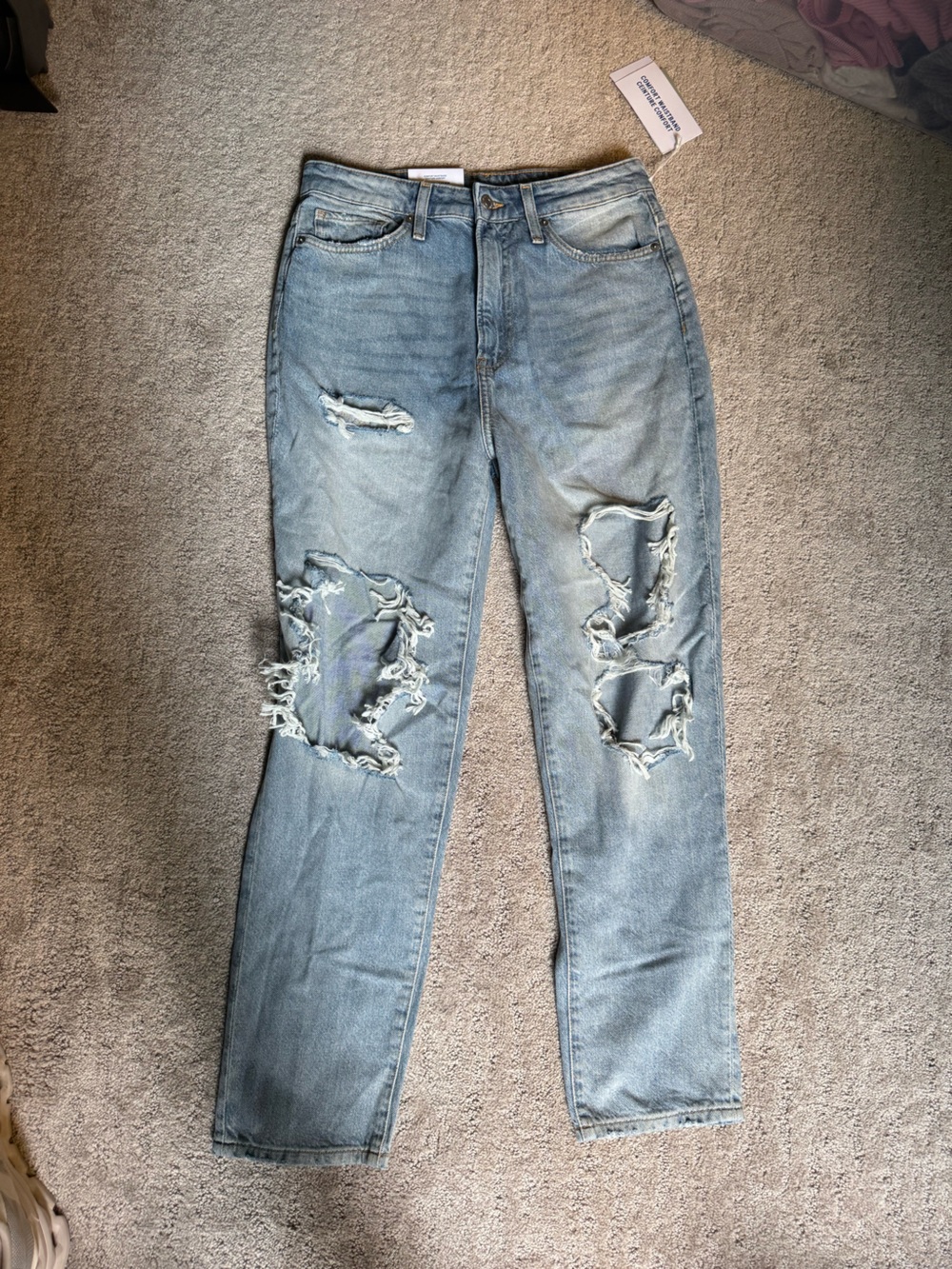 NWT H&M comfort waistband straight leg mom jeans